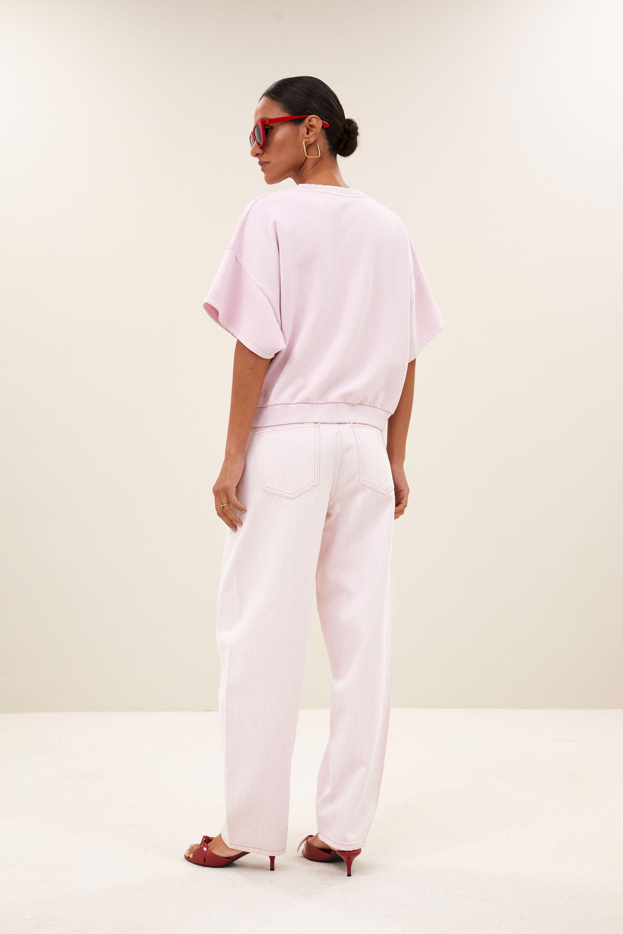 By-Bar Begum Slub Jeans Light Pink Damen Barrel Leg rosa